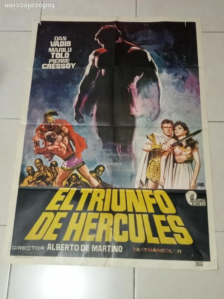 Cinema: CARTEL DE CINE. ORIGINAL. EL TRIUNFO DE HERCULES. 100 X 70 CM