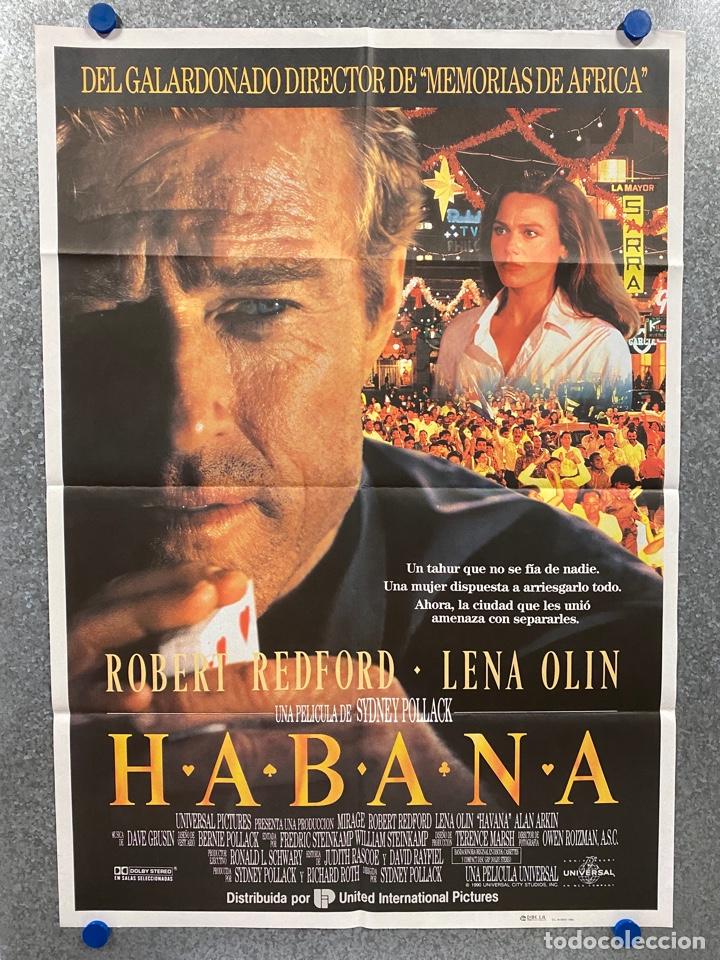 Cinema: Habana. Robert Redford, Lena Olin, Alan Arkin, Raul Julia. A&Ntilde;O 1990. POSTER ORIGINAL.
