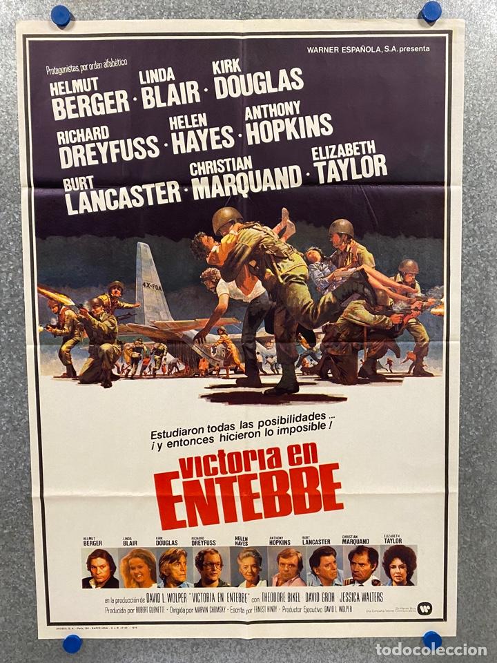 Cinema: Victoria en Entebbe. Helmut Berger, Theodore Bikel, Linda Blair, Kirk D. A&Ntilde;O 1976. POSTER ORIGINAL.