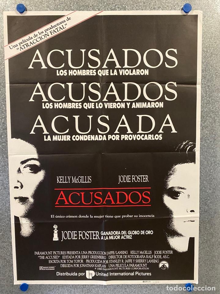 Cinema: Acusados. Jodie Foster, Kelly McGillis, Bernie Coulson, Ann Hearn, Steve. A&Ntilde;O 1988. POSTER ORIGINAL.