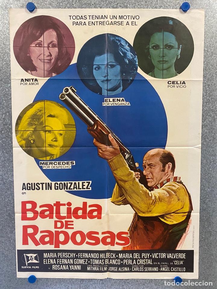 Cinema: Batida de raposas. Agust&iacute;n Gonz&aacute;lez, Maria Perschy, Fernando Hilbeck. A&Ntilde;O 1977. POSTER ORIGINAL.