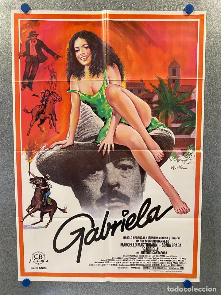 Cinema: Gabriela. S&ocirc;nia Braga, Marcello Mastroianni, Antonio Cantafora. A&Ntilde;O 1983. POSTER ORIGINAL.