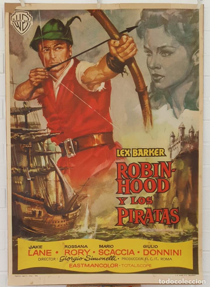 Cin&eacute;ma: Robin Hood y los piratas. Cartel (100x70) de Estreno, 1961