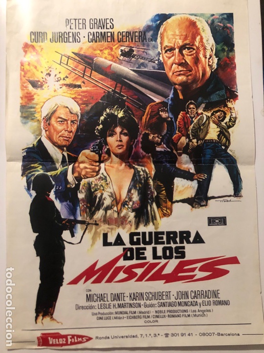 Cinema: Cartel veloz films.la guerra de los misiles.Carmen Cervera curd Jurgens 30 x 42 cm
