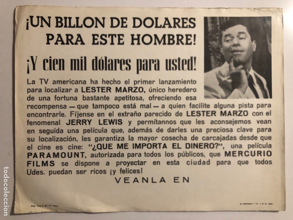 Cinema: Cartel publicitario que me importa el dinero jerry lewis 6