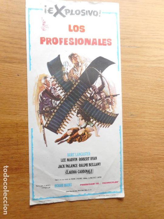 Cinema: ANTIGUO MINI CARTEL PELICULA EXPLOSIVO LOS PROFESIONALES COLUMBIA MUNDIAL FILM S.A