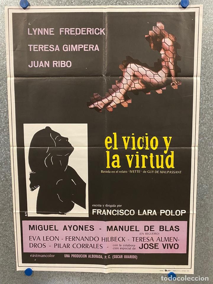 Cinema: El vicio y la virtud. Lynne Frederick, Teresa Gimpera, Juan Rib&oacute;, Miguel. A&Ntilde;O 1975. POSTER ORIGINAL