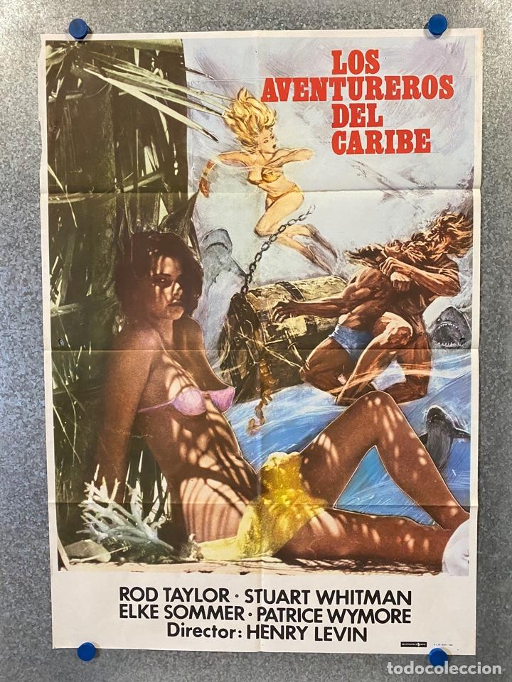 Cin&eacute;ma: Los aventureros del Caribe. Rod Taylor, Stuart Whitman, Elke Sommer. A&Ntilde;O 1980. POSTER ORIGINAL.
