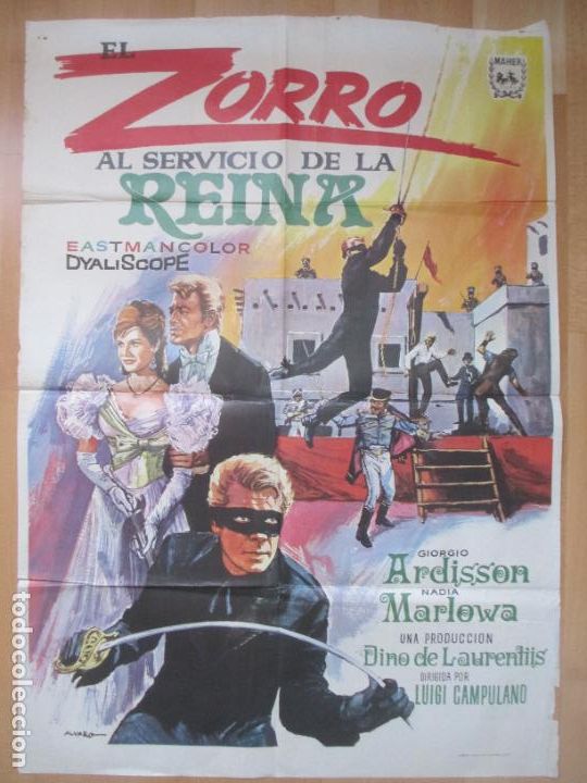 Cinema: CARTEL CINE EL ZORRO AL SERVICIO DE LA REINA GIORGIO ARDISSON NADIA MARLOWA 1972 ALVARO CN19