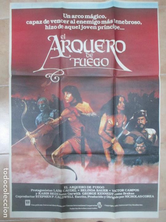 Kino: CARTEL CINE EL ARQUERO DE FUEGO LANE CAUDEL BELINDA BAUER 1961 CN38