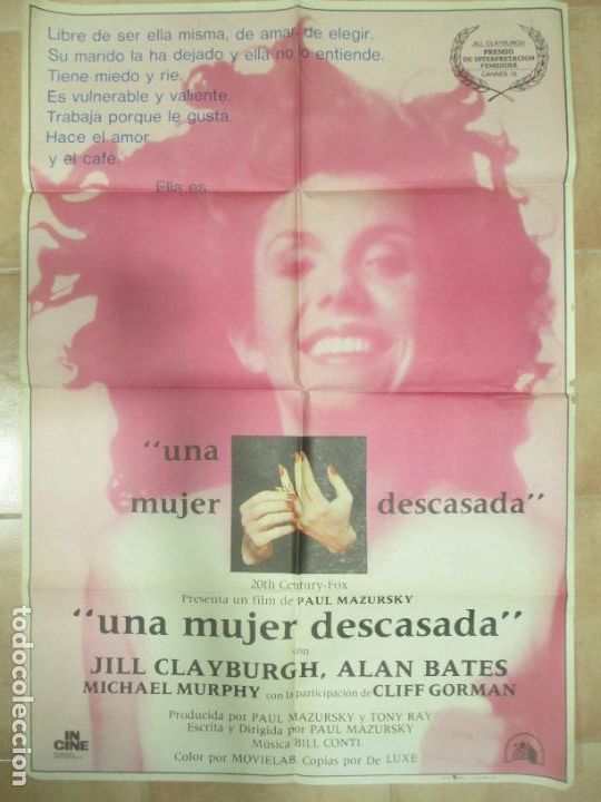 Kino: CARTEL CINE UNA MUJER DESCASADA JILL CLAYBURGH ALAN BATES 1978 CN40