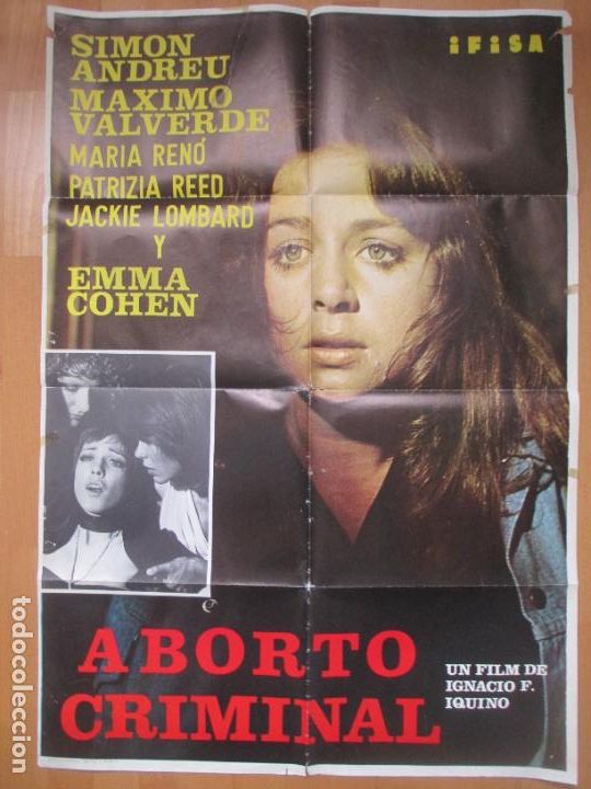 Kino: CARTEL CINE ABORTO CRIMINAL SIMON ANDREU MAXIMO VALVERDE 1973 CN53