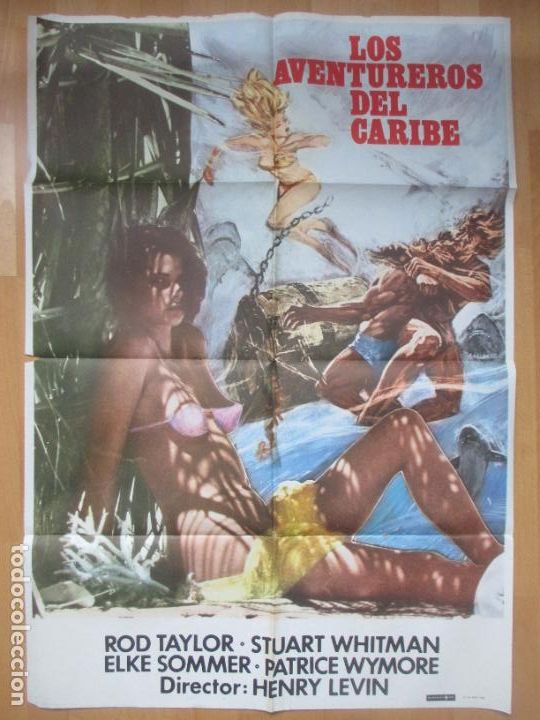 Kino: CARTEL CINE LOS AVENTUREROS DEL CARIBE ROD TAYLOR STUART WHITMAN 1980 CN56