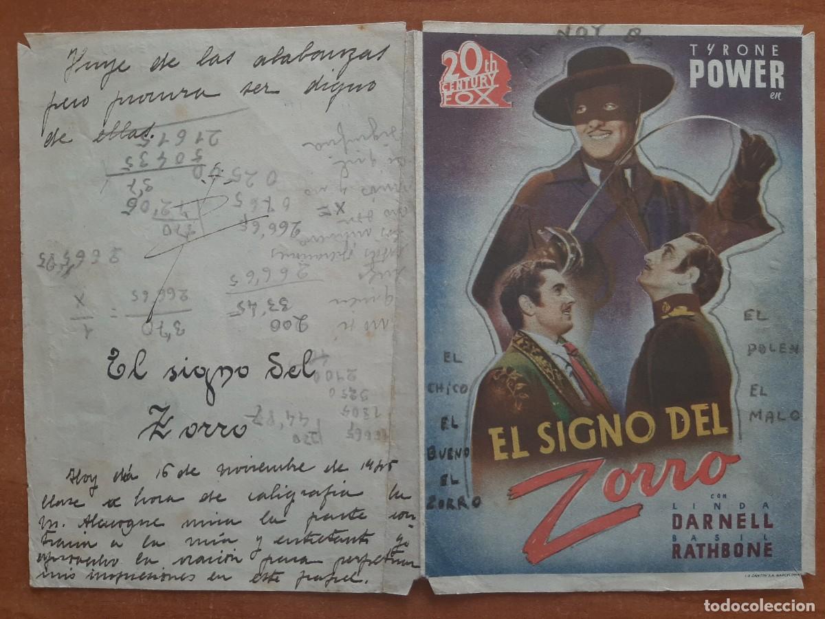 Cine: PROGRAMA DE MANO : EL SIGNO DEL ZORRO - Foto 1
