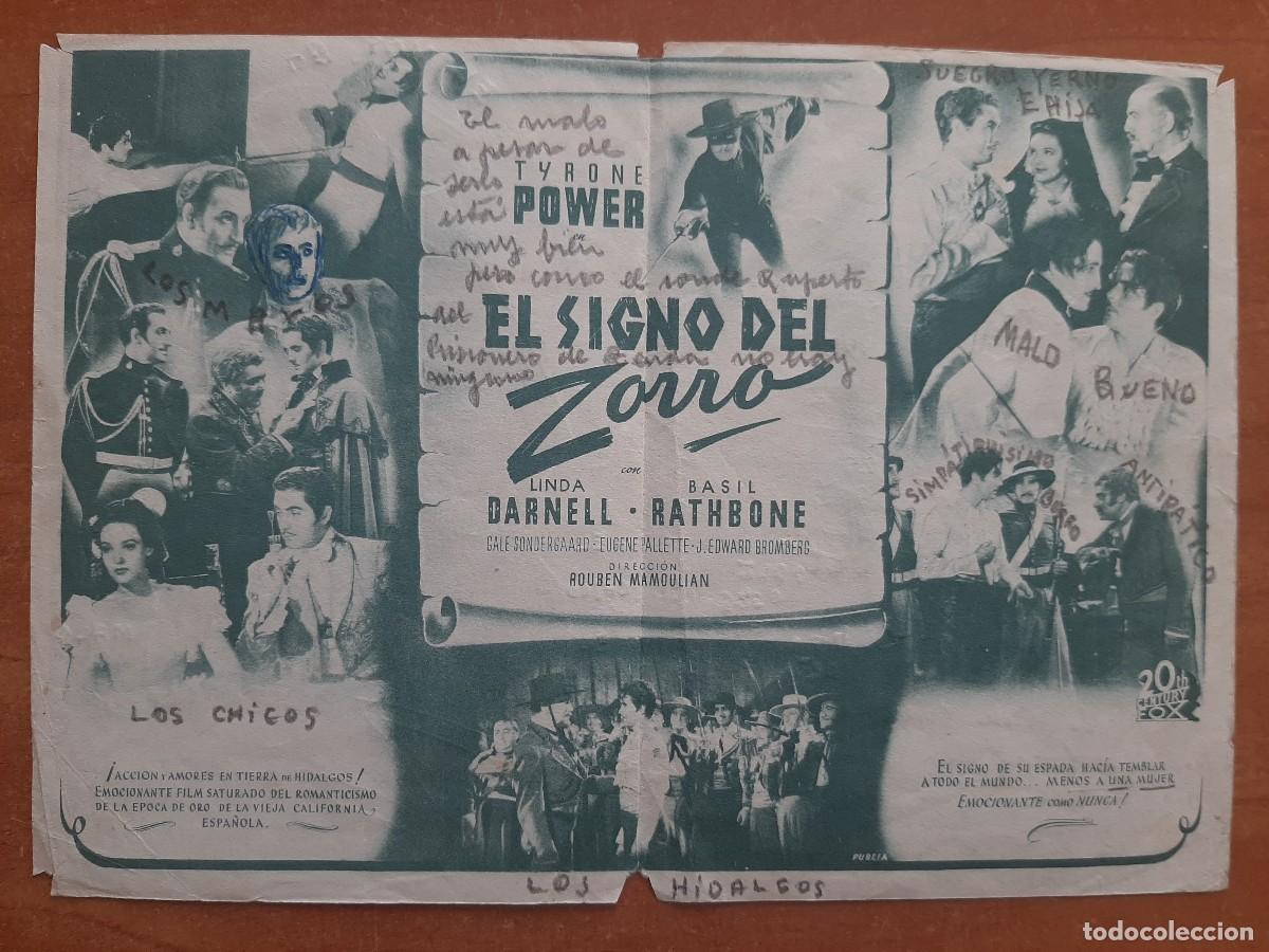 Cine: PROGRAMA DE MANO : EL SIGNO DEL ZORRO - Foto 2