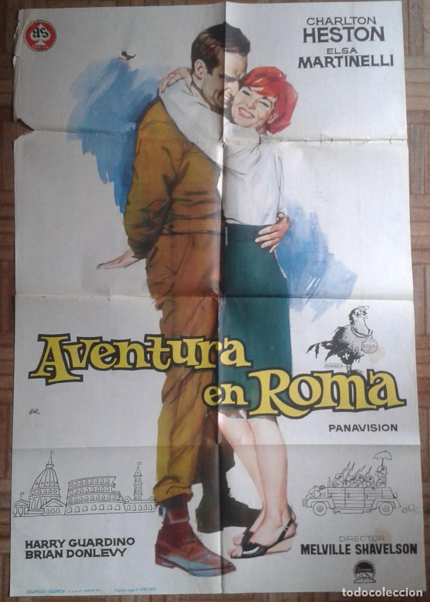 Cinema: AVENTURA EN ROMA. POSTER ESTRENO. CHARLTON HESTON, ELSA MARTINELLI
