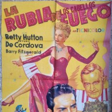 Cine: CARTEL CINE LA RUBIA DE LOS CABELLOS DE FUEGO BETTY HUTTON ARTURO LITOGRAFIA SOLIGO ORIGINAL CC2. Lote 374313309