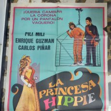 Cine: PILI Y MILI / ENRIQUE GUZMÁN CARTEL ARGENTINO DE LA PELÍCULA LA PRINCESA HIPPIE 74 X 102 CTMS.