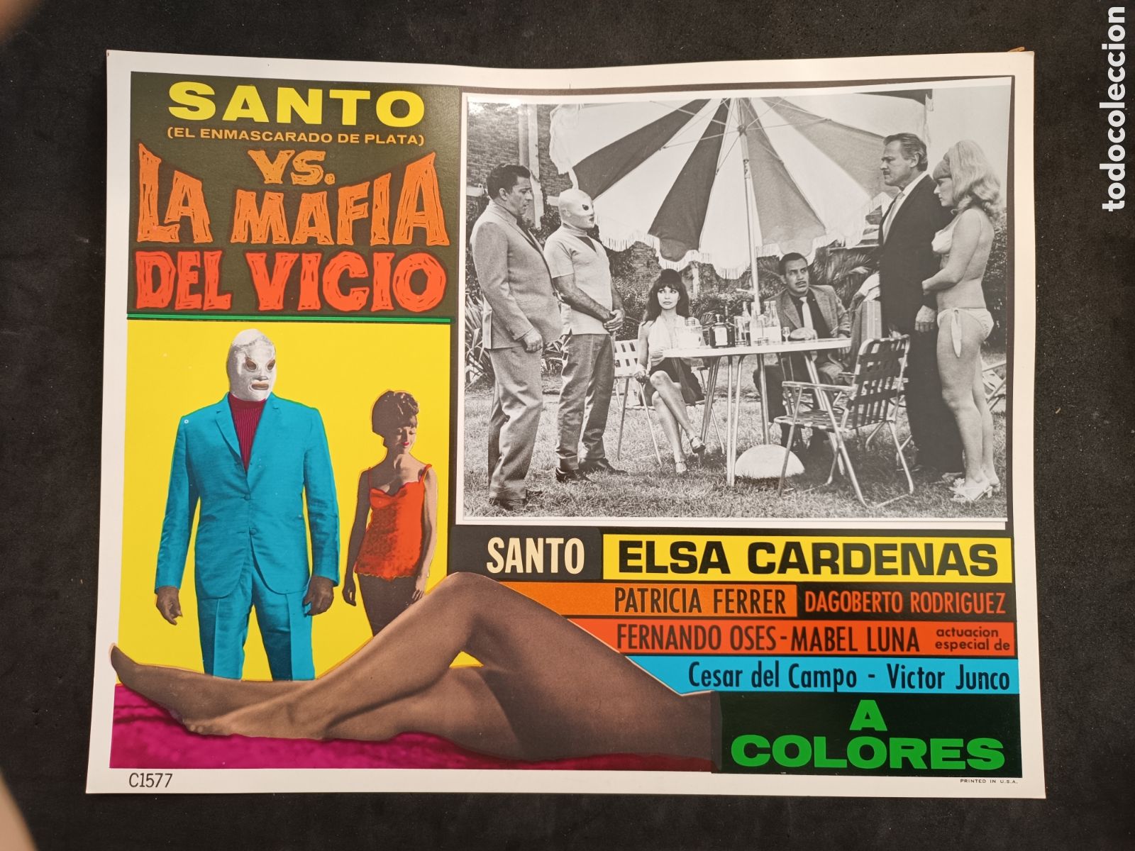Cine: Folleto / cartel Santo el enmascarado de plata VS la mafia del vicio, con fotograf&iacute;a