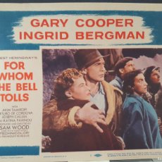 Cine: ”FOR WHO THE BELL TOLLS”1957, LOBBY CARDS ORIGINAL GARY COOPER, INGRID BERGMAN,. Lote 400537364