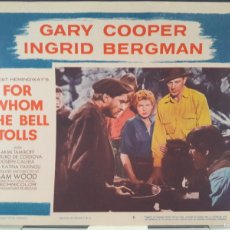 Cine: ”FOR WHO THE BELL TOLLS”1957, LOBBY CARDS ORIGINAL GARY COOPER, INGRID BERGMAN,. Lote 400538204