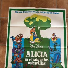 Cine: ALICIA EN EL PAIS DE LAS MARAVILLAS WALT DISNEY LEWIS CARROLL POSTER ORIGINAL70X100 REPOSICIÓN 1981
