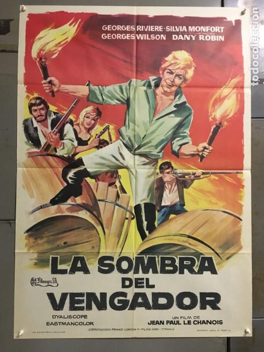 Cinema: BG57D LA SOMBRA DEL VENGADOR GEORGES RIVIERE JEANNE VALERIE POSTER ORIGINAL 70X100 ESTRENO