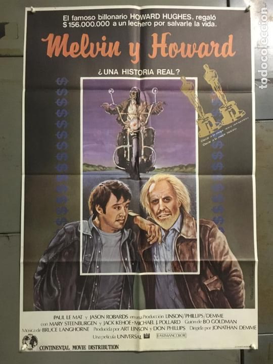 Cine: BJ71D MELVIN Y HOWARD JASON ROBARDS JONATHAN DEMME POSTER ORIGINAL 70X100 ESTRENO