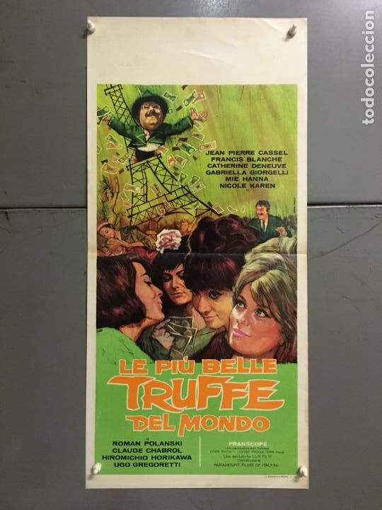 Cine: CR97D LAS MAS FAMOSAS ESTAFAS DEL MUNDO DENEUVE POLANSKI CHABROL POSTER ORIGINAL 33x70 ITALIANO