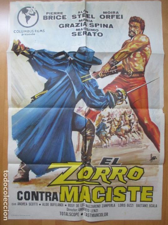 Cinema: CARTEL CINE EL ZORRO CONTRA MACISTE PIERRE BRICE ALAN STEEL 1966 C550B