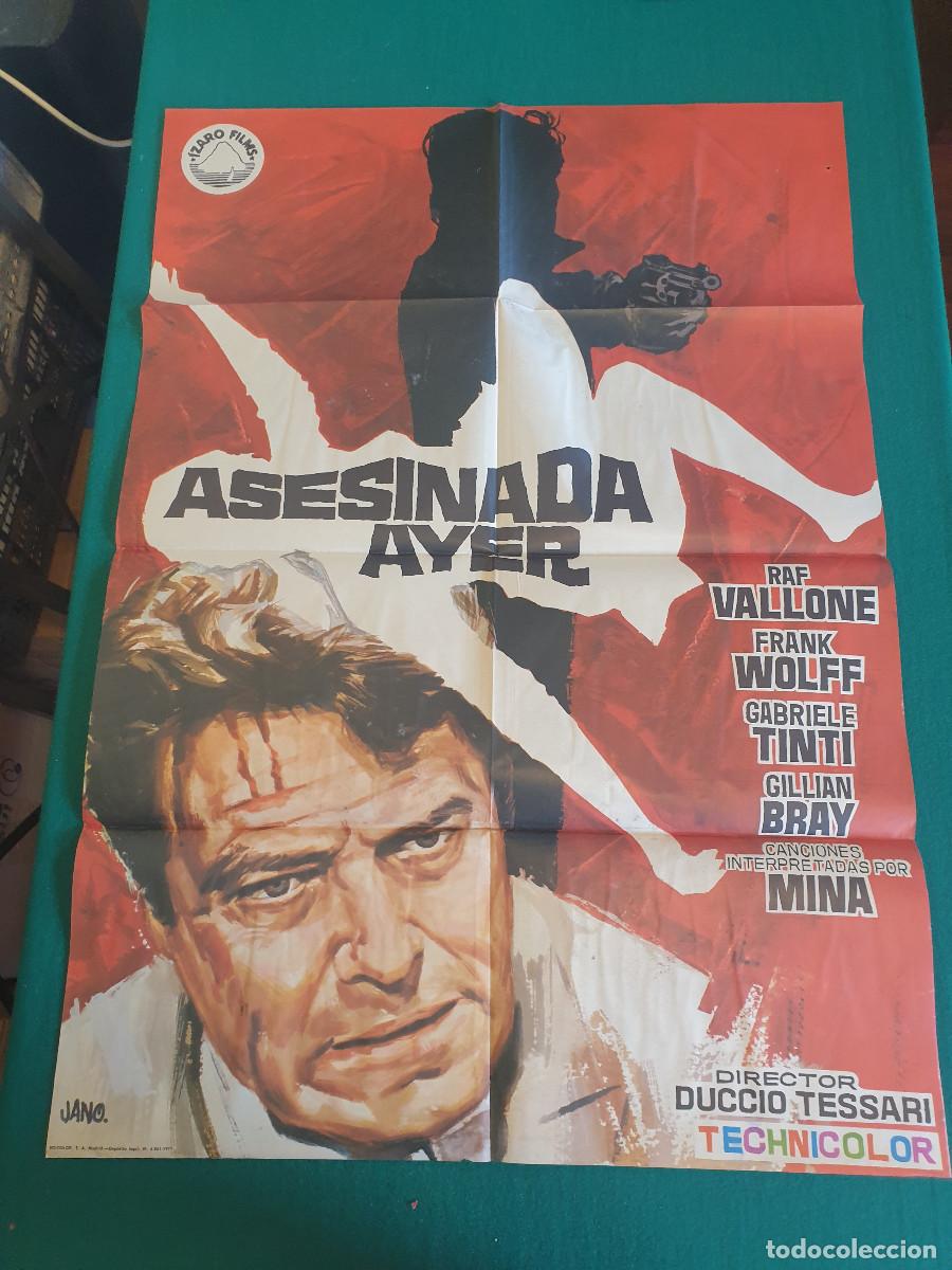Kino: ASESINADA AYER RAF VALLONE FRANK WOLFF GIALLO POSTER ORIGINAL 70X100 aprox