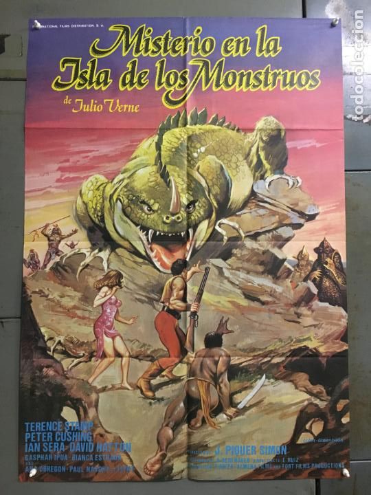 Cine: DJ84D MISTERIO EN LA ISLA DE LOS MONSTRUOS JULIO VERNE PETER CUSHING POSTER ORIGINAL ESTRENO 70X100