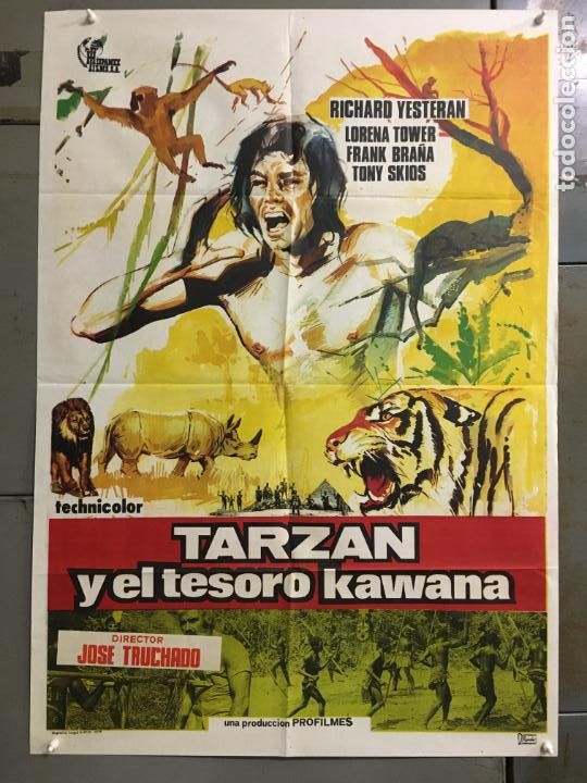 Cine: DU69D TARZAN Y EL TESORO KAWANA RICHARD YESTERAN POSTER ORIGINAL 70X100 ESTRENO