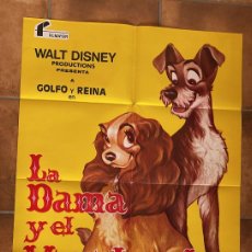 Cine: LA DAMA Y EL VAGABUNDO WALT DISNEY POSTER ORIGINAL 70X100 ESPAÑOL REPOSICIÓN DE LOS 80S