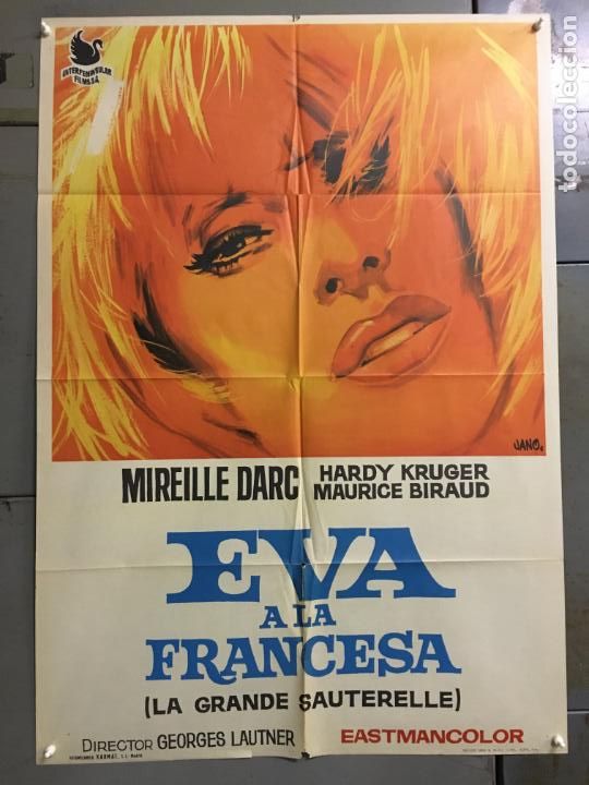 Cinema: EI34D EVA A LA FRANCESA MIREILLE DARC POSTER ORIGINAL 70X100 ESTRENO