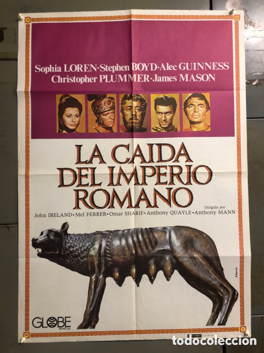 Kino: EI58D LA CAIDA DEL IMPERIO ROMANO SOFIA LOREN BRONSTON POSTER ORIGINAL 70X100 ESPA&Ntilde;OL R-80