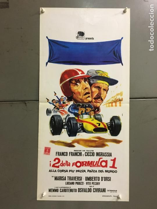 Cinema: EL05D FORMULA 1 GRAND PRIX FRANCO FRANCHI CICCIO INGRASSIA POSTER ORIGINAL ITALIANO 33X70