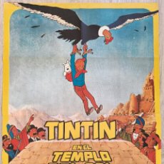 Cine: CARTEL CINE TINTIN EN EL TEMPLO DEL SOL HERGE 1970 TINTIN Y MILOU