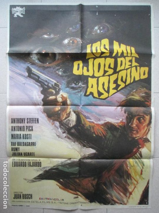 Cine: CARTEL CINE LOS MIL OJOS DEL ASESINO ANTHONY STEFFEN ANTONIO PICA 1974 JANO C2312