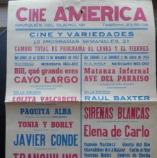 Cine: GRAN CARTEL CINE AMÉRICA PROGRAMACIÓN PELÍCULAS, BARCELONA, 49 X 34 CENTÍMETROS