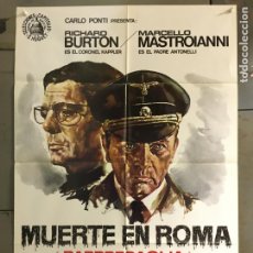 Cine: ODC X803 MUERTE EN ROMA RICHARD BURTON MARCELLO MASTROIANNI POSTER ORIGINAL 70X100 ESTRENO