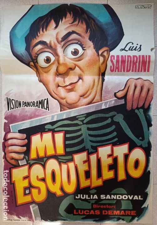 Cinema: CARTEL CINE MI ESQUELETO LUIS SANDRINI JULIA SANDOVAL 1963 A. PERIS C2389