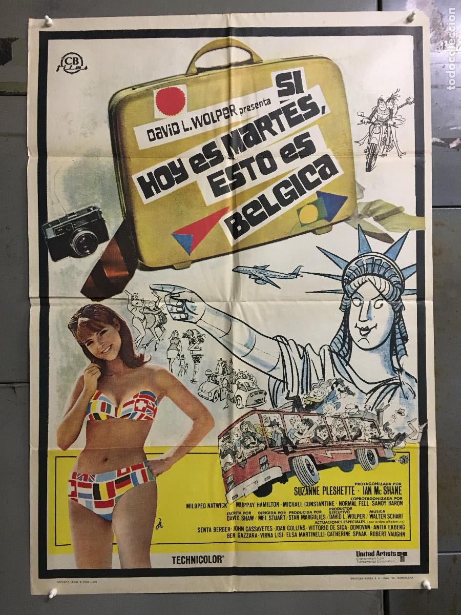 Cinema: MZ41 SI HOY ES MARTES ESTO ES BELGICA SUZANNE PLESHETTE POSTER ORIGINAL 70X100 ESTRENO