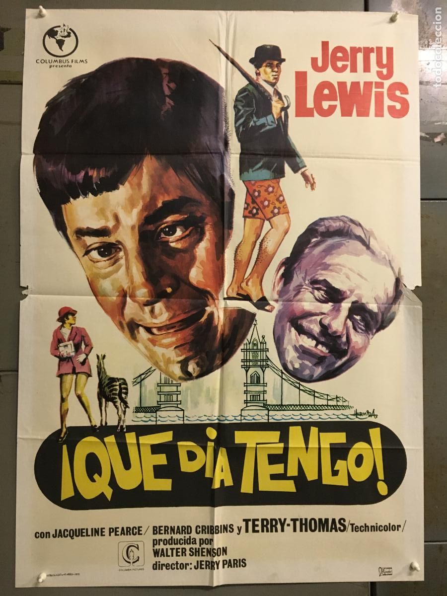 Cinema: NG90 QUE DIA TENGO JERRY LEWIS HERMIDA POSTER ORIGINAL 70X100 ESTRENO