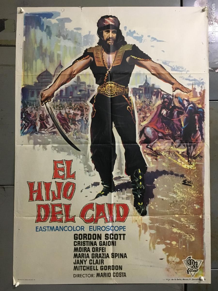 Cin&eacute;ma: NH18 EL HIJO DEL CAID GORDON SCOTT PEPLUM POSTER ORIGINAL 70X100 ESTRENO