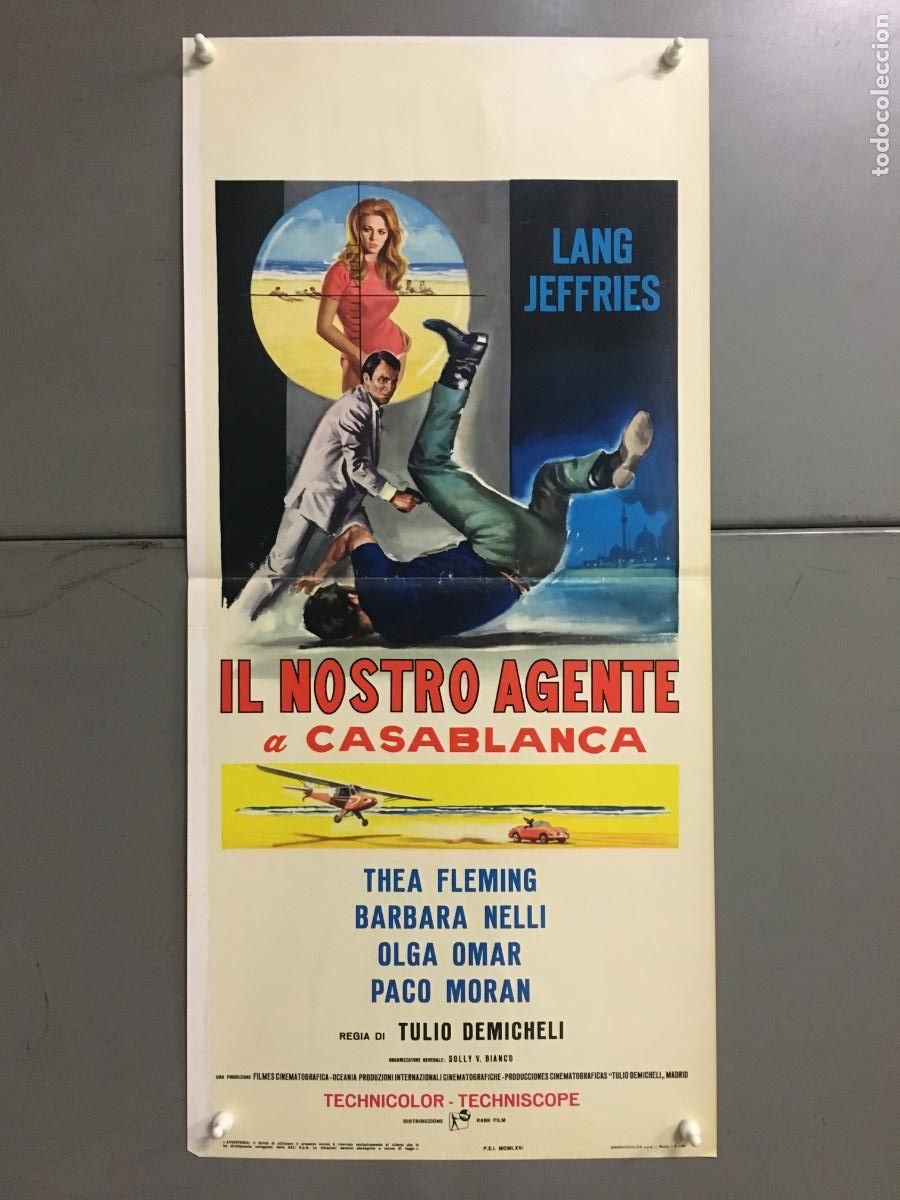 Cinema: TX28D NUESTRO AGENTE EN CASABLANCA LANG JEFFRIES ESPIAS POSTER ORIGINAL ITALIANO 33x70