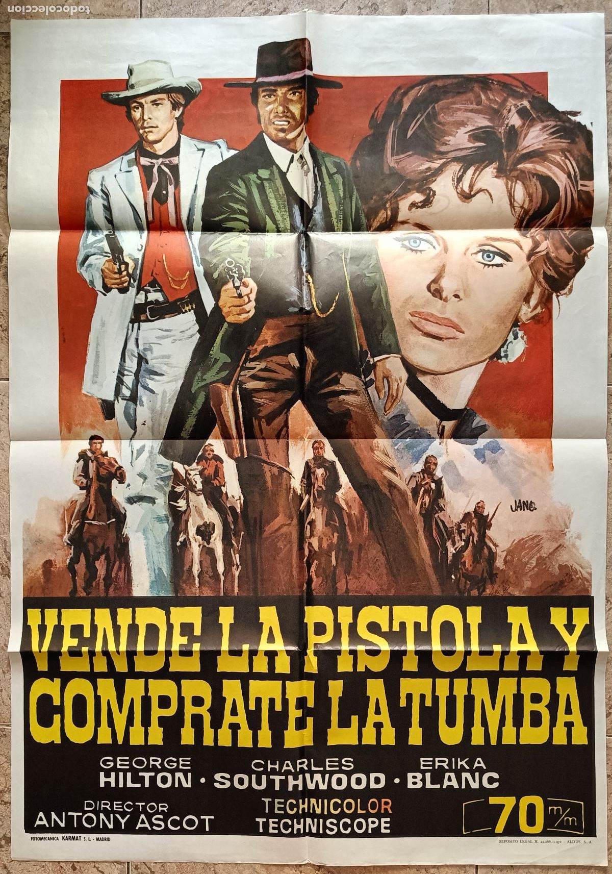 Kino: CARTEL CINE VENDE LA PISTOLA Y COMPRATE LA TUMBA GEORGE HILTON ERIKA BLANC JANO 1971 C2241