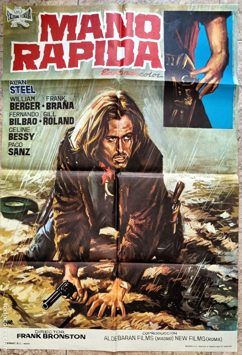Kino: CARTEL CINE MANO RAPIDA ALAN STEEL WILLIAM BERGER JANO 1973 C727