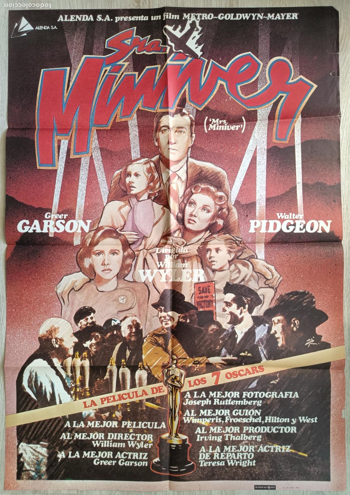 Cine: CARTEL CINE SRA MINIVER GREER GARSON WALTER PIDGEON 1981 C1430