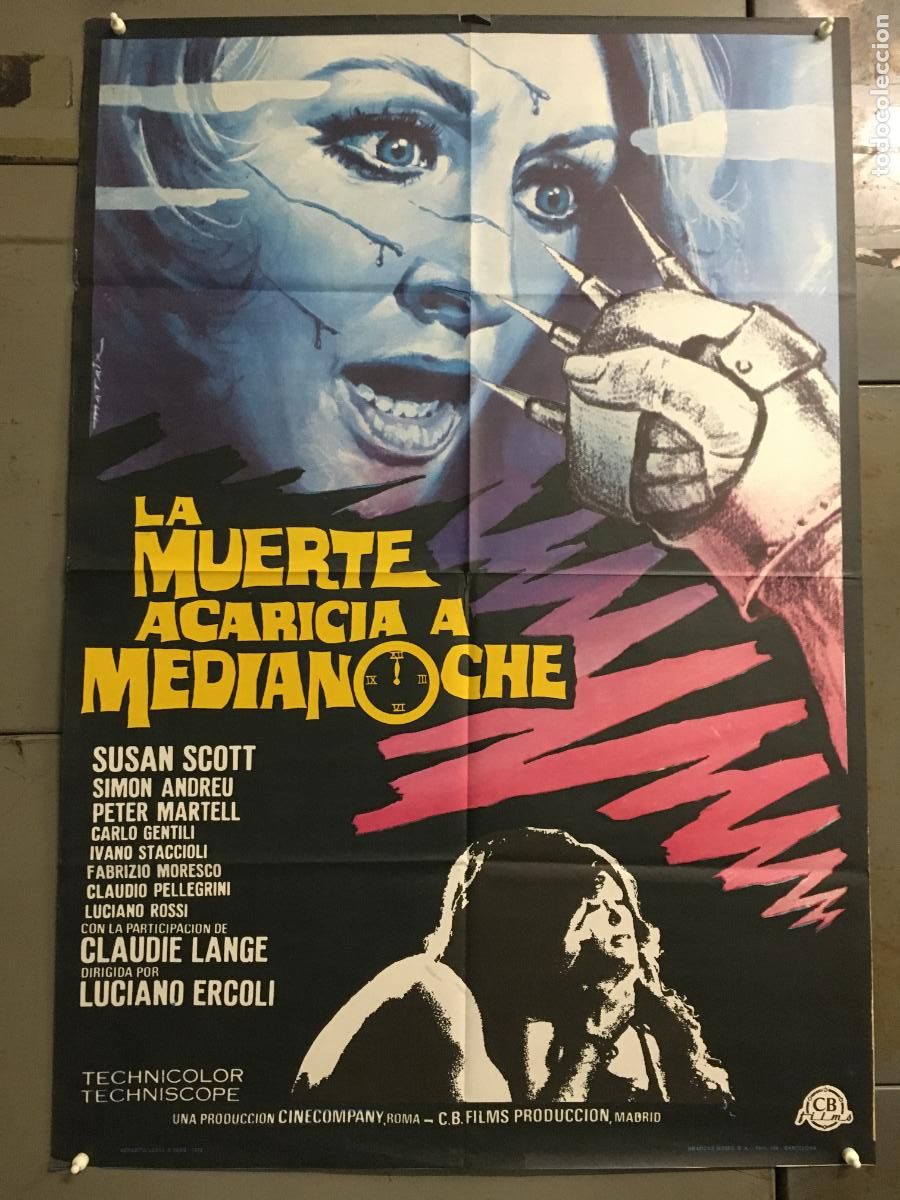 Cinema: WE50D LA MUERTE ACARICIA A MEDIANOCHE LUCIANO ERCOLI SUSAN SCOTT GIALLO POSTER ORG 70X100 ESTRENO